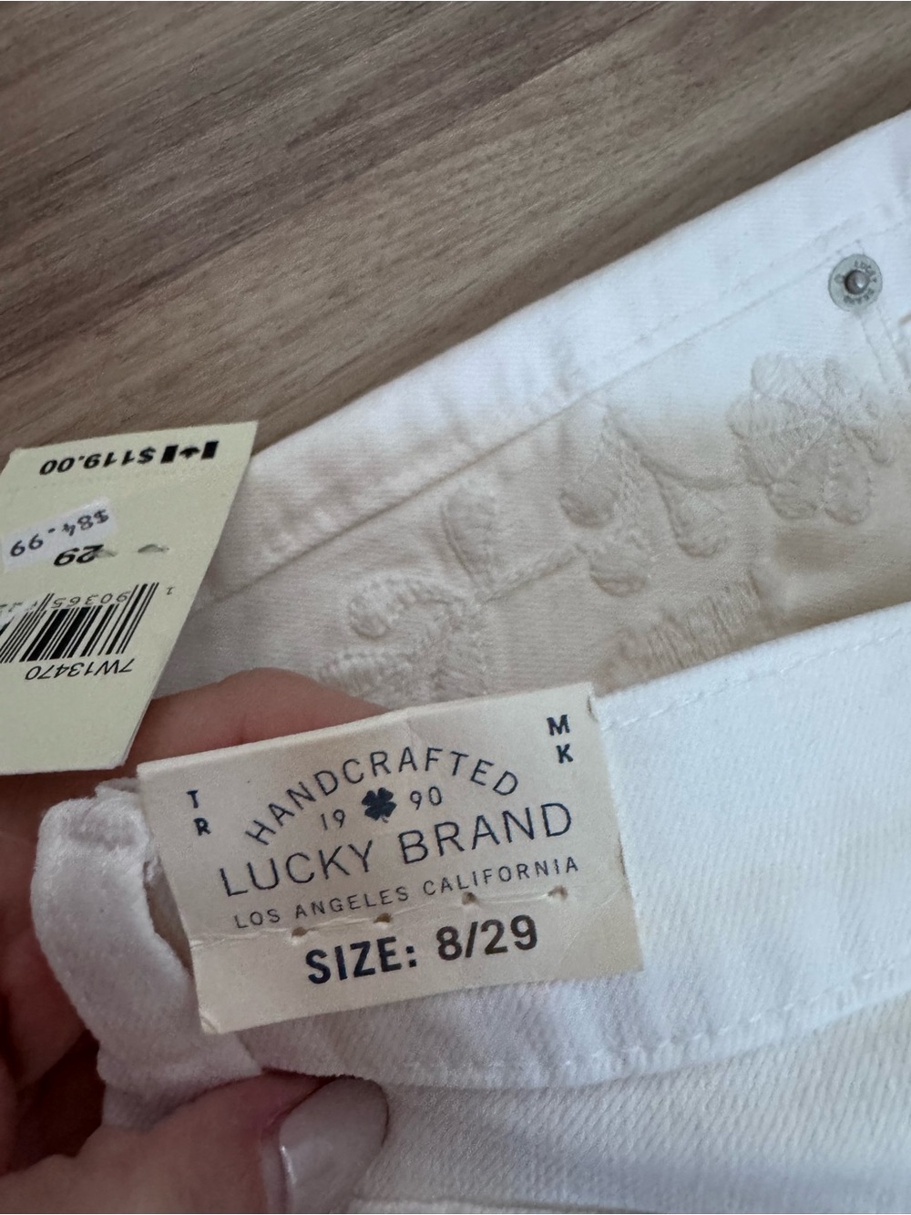 Lucky Brand Women's Off White Embroidered Jeans